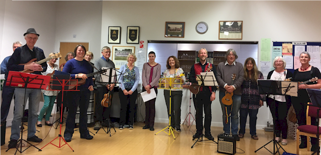 Eynsham Ukulele Group entertain WTN volunteers at the volunteers’ social gathering October 2017.
